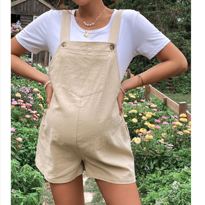 Maternity Adjustable Waist Comfy Suspender Shorts