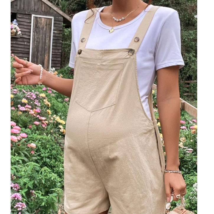 Maternity Adjustable Waist Comfy Suspender Shorts