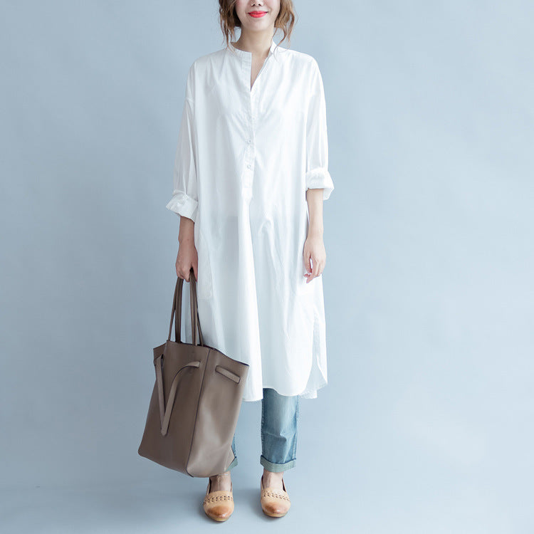 Maternity Long Sleeve Shirt with Qipao Collar