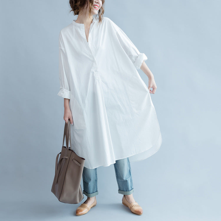 Maternity Long Sleeve Shirt with Qipao Collar