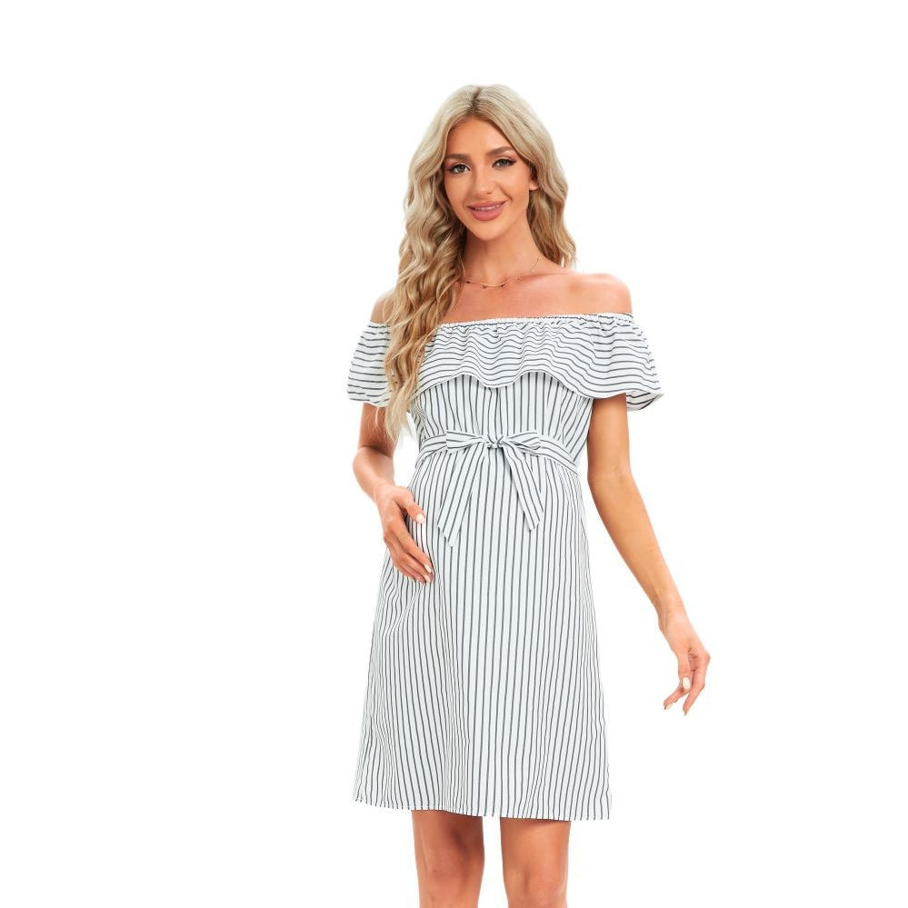 Women's Maternity Dress with Stripes