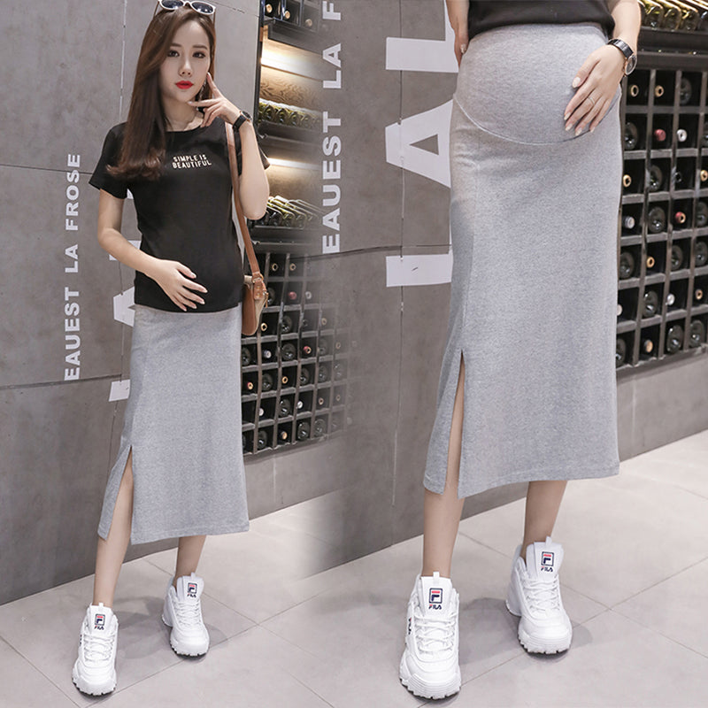 Side Opening High Waist Maternity Skirt Dress