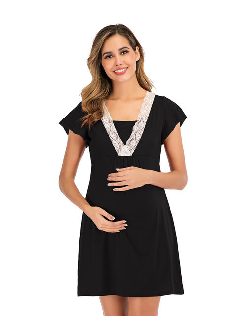 Maternity Nursing Pajamas with Lace Design
