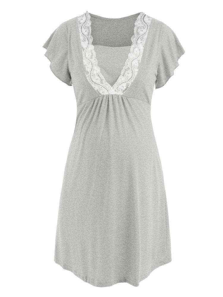 Maternity Nursing Pajamas with Lace Design