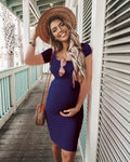 Solid Color Short Sleeve Maternity Dress