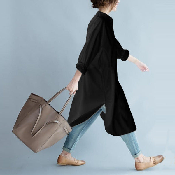 Maternity Long Sleeve Shirt with Qipao Collar