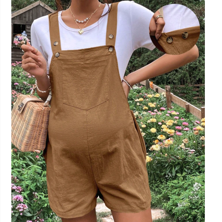 Maternity Adjustable Waist Comfy Suspender Shorts